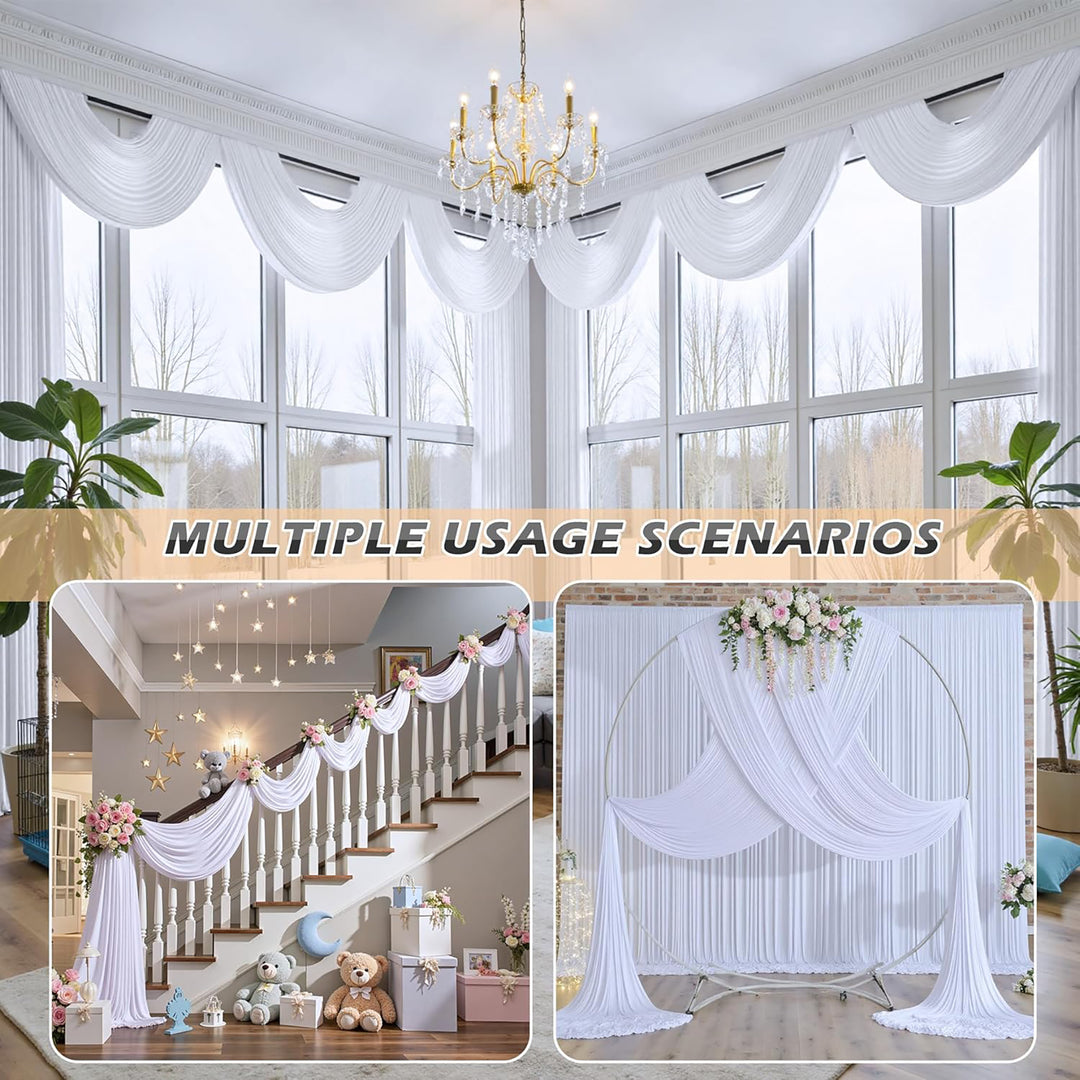 32 ft x 62" Spandex 4-Way Stretch (220 GSM) Event Ceiling Drapery Backdrop Panel - White (1pc)