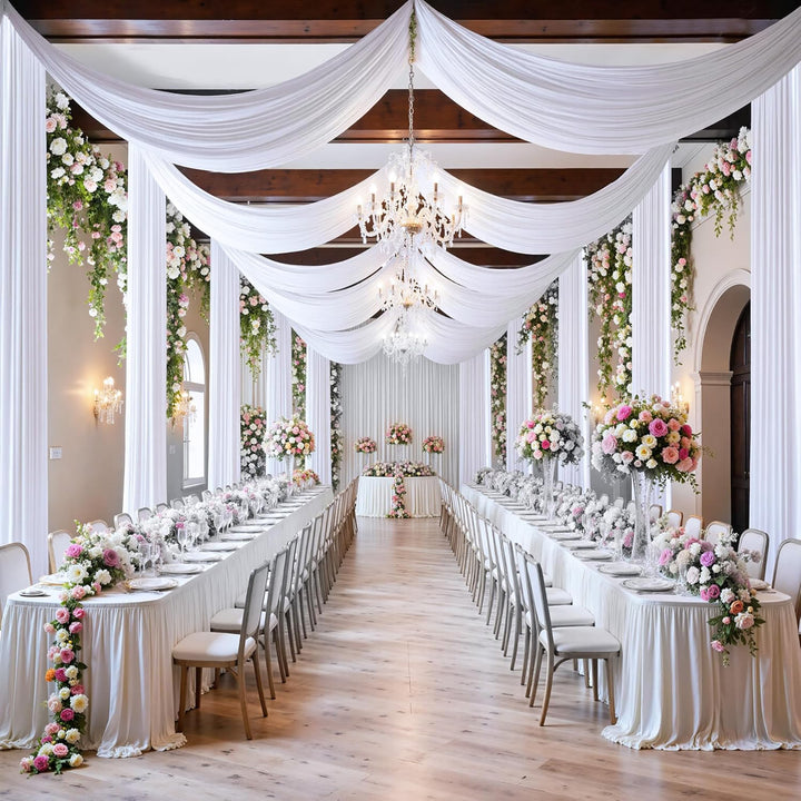 32 ft x 62" Spandex 4-Way Stretch (220 GSM) Event Ceiling Drapery Backdrop Panel - White (1pc)