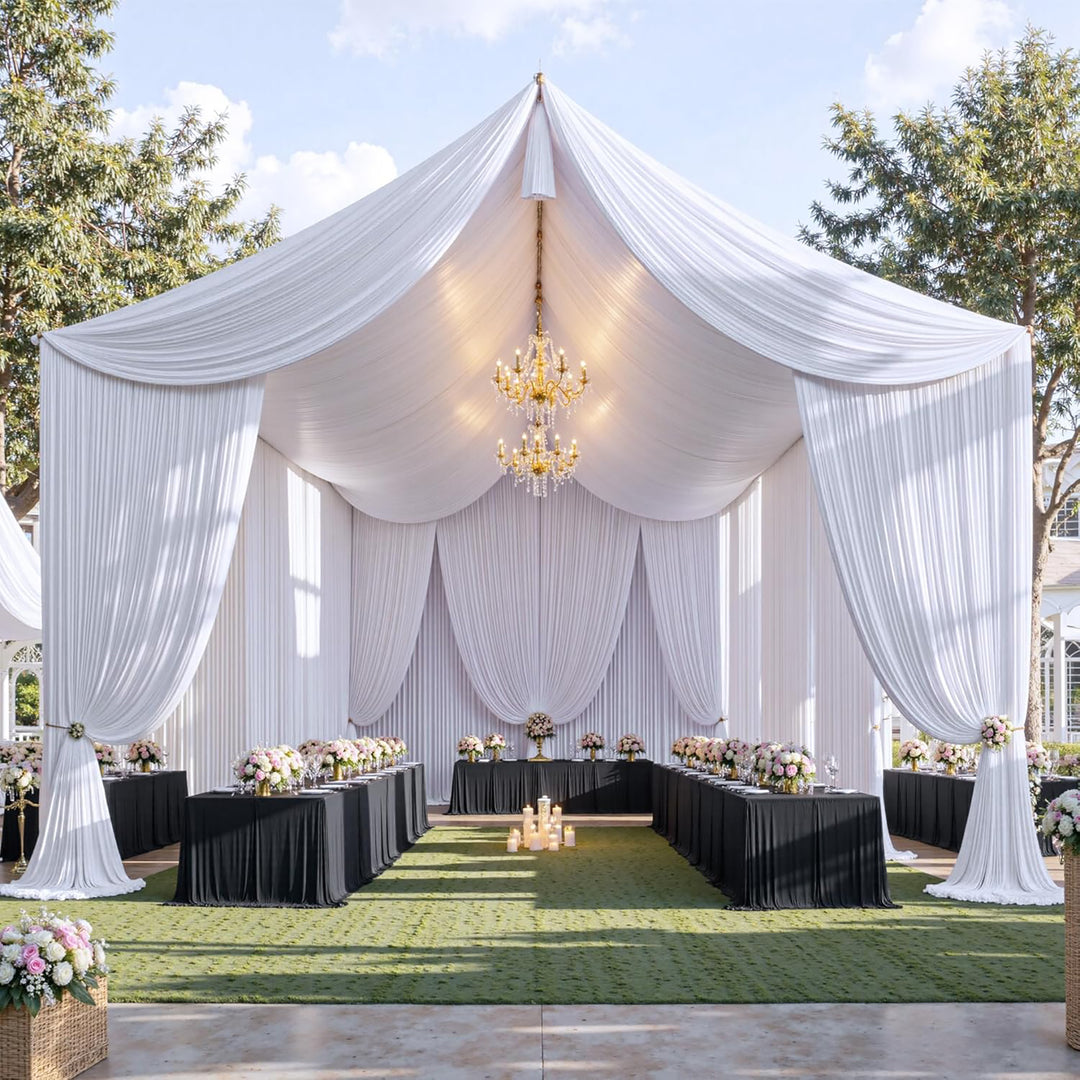 32 ft x 62" Spandex 4-Way Stretch (220 GSM) Event Ceiling Drapery Backdrop Panel - White (1pc)