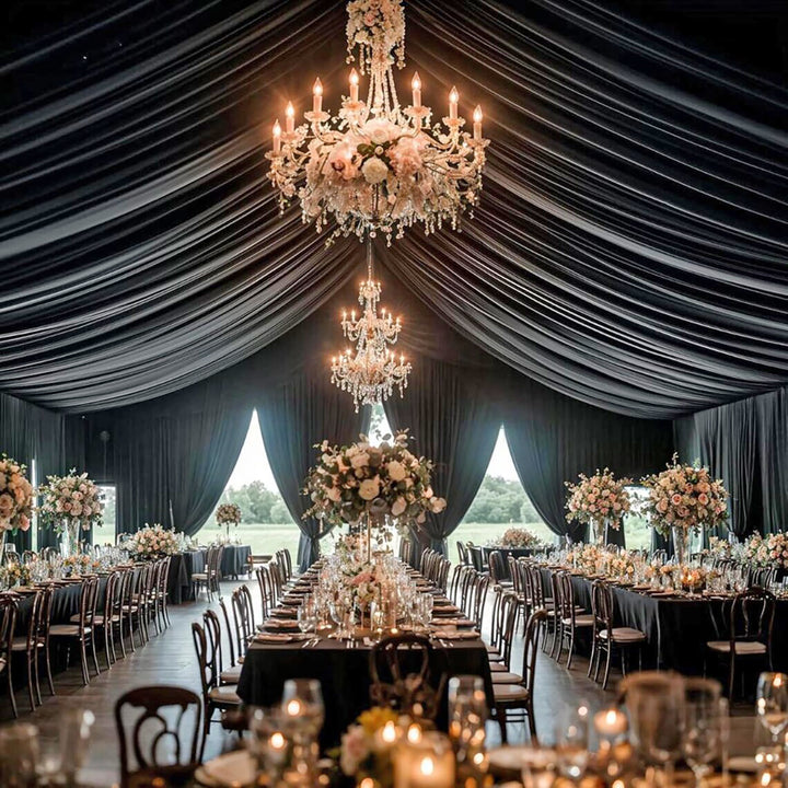 32 ft x 62" Spandex 4-Way Stretch (220 GSM) Event Ceiling Drapery Backdrop Panel - Black (1pc)