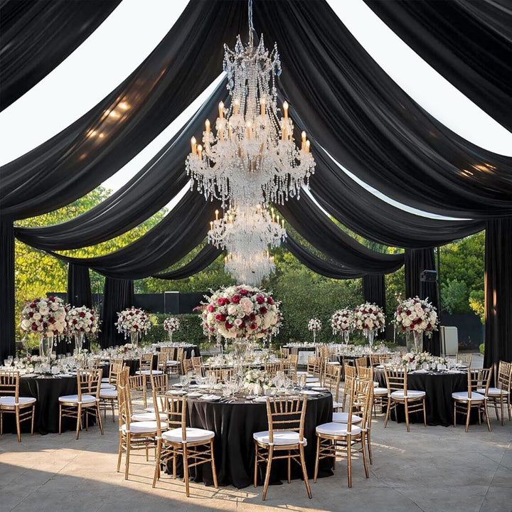 32 ft x 62" Spandex 4-Way Stretch (220 GSM) Event Ceiling Drapery Backdrop Panel - Black (1pc)