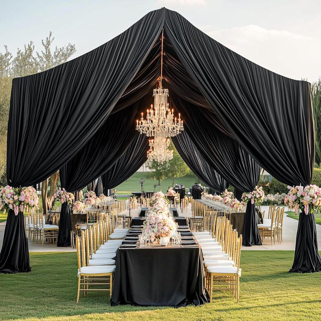 32 ft x 62" Spandex 4-Way Stretch (220 GSM) Event Ceiling Drapery Backdrop Panel - Black (1pc)