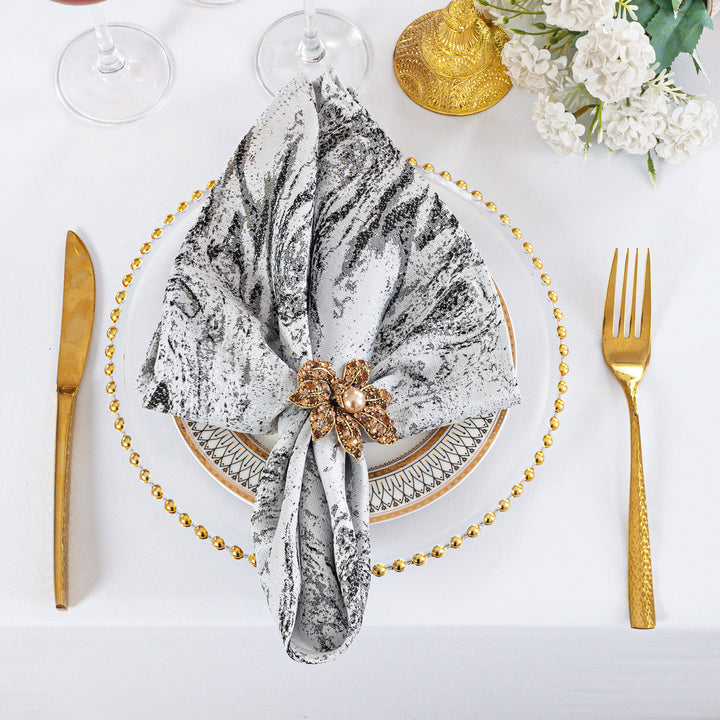 Sample 20"x20" Mirage Jacquard Polyester Napkins - White/Black (1pc)