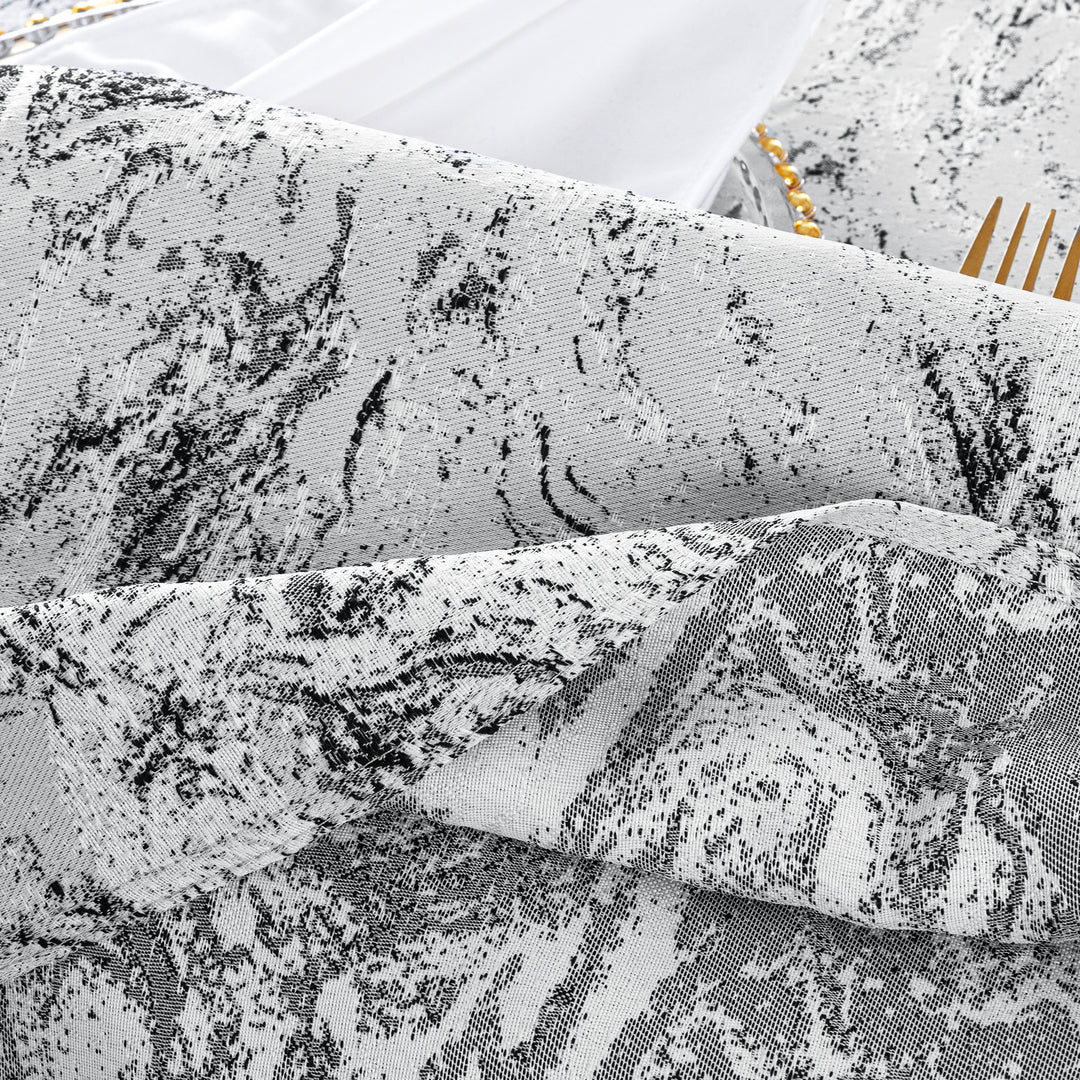 90"x132" Seamless Rectangular Mirage Jacquard Polyester Tablecloth - White/Black (1pc)