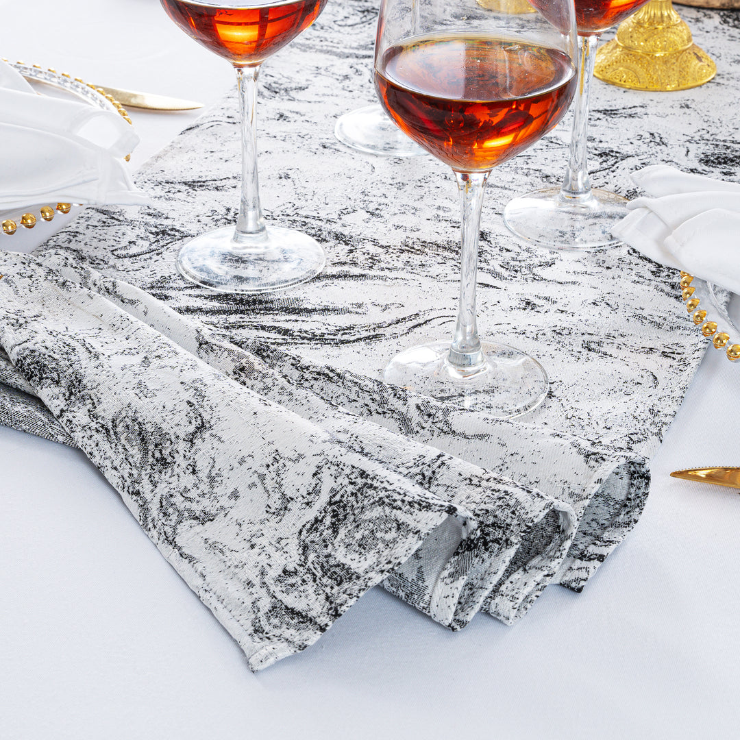 13"x108" Mirage Jacquard Polyester Table Runner - White/Black (1pc)
