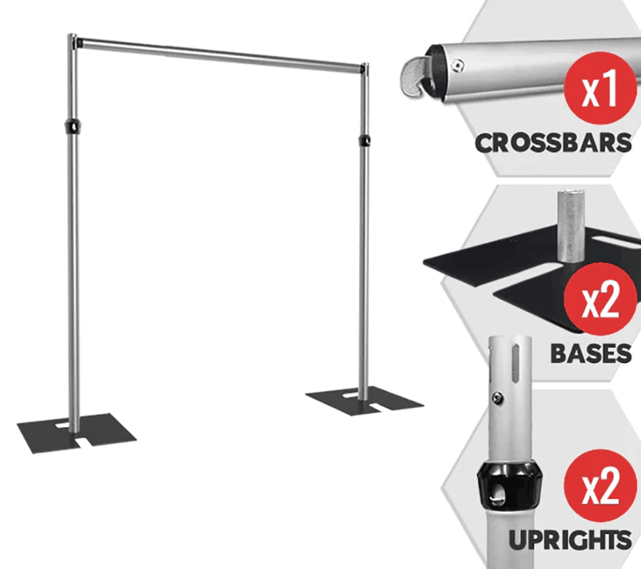 6ft-10ft Adjustable Aluminum Backdrop Stand Set