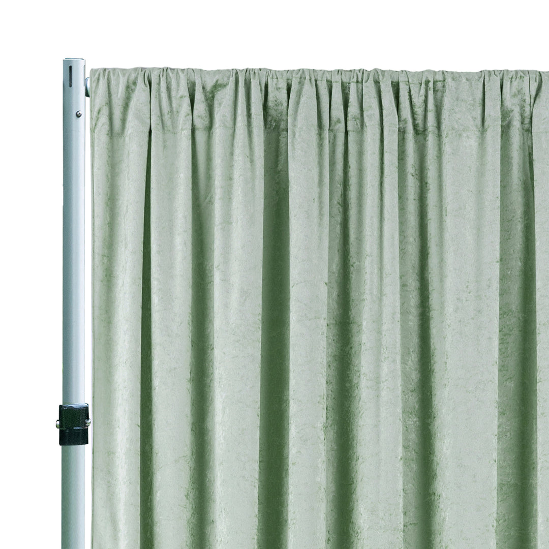 10 ft x 57" Ice Crushed Velvet (200 GSM) Event Backdrop Curtain Drape Panel - Dusty Sage (1pc)