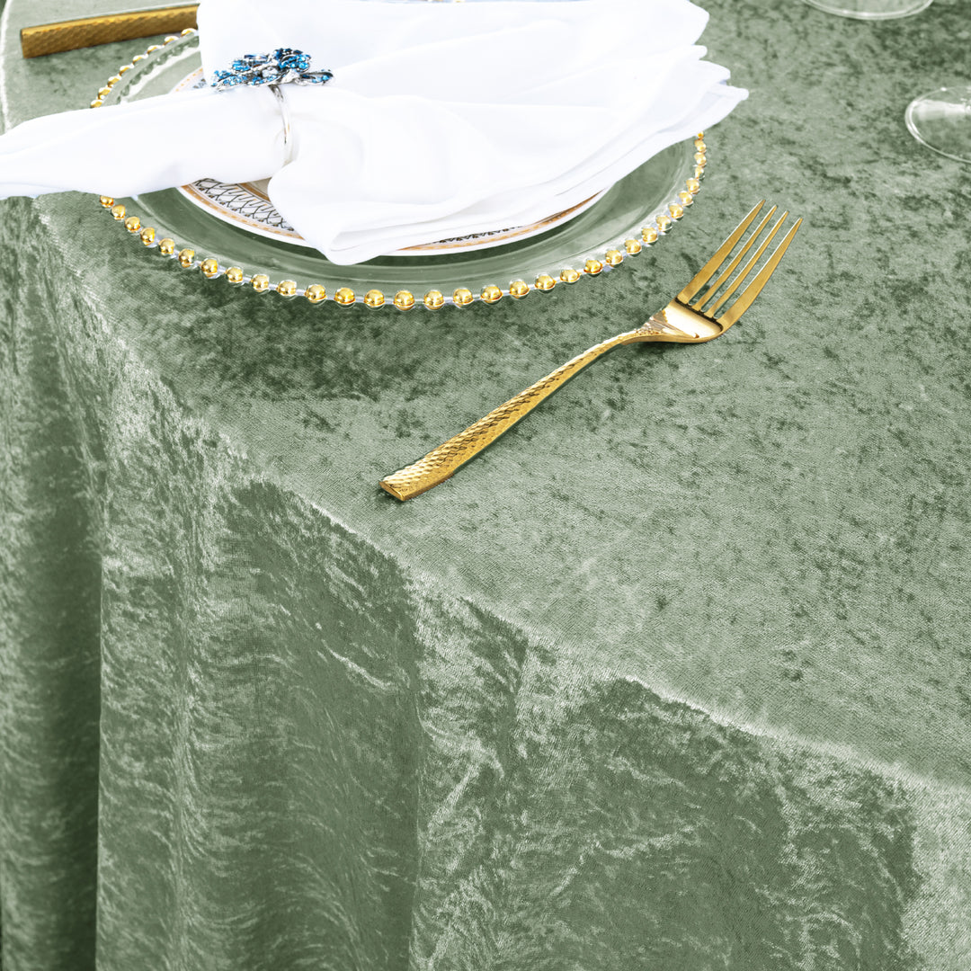 120" Round Ice Crushed Velvet (200 GSM) Tablecloth - Dusty Sage (1pc)