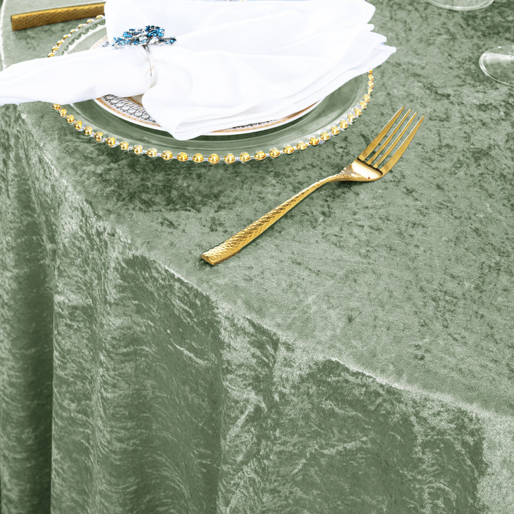 120" Round Ice Crushed Velvet (200 GSM) Tablecloth - Dusty Sage (1pc)