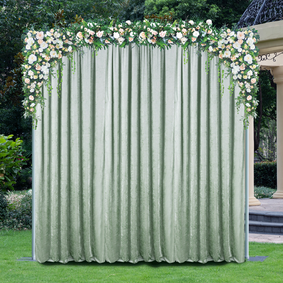 10 ft x 57" Ice Crushed Velvet (200 GSM) Event Backdrop Curtain Drape Panel - Dusty Sage (1pc)