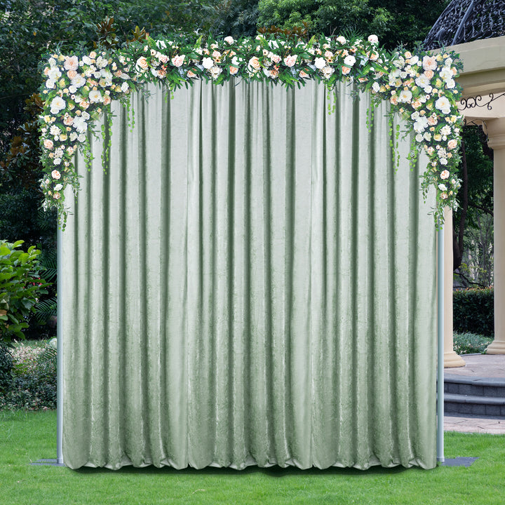 10 ft x 57" Ice Crushed Velvet (200 GSM) Event Backdrop Curtain Drape Panel - Dusty Sage (1pc)