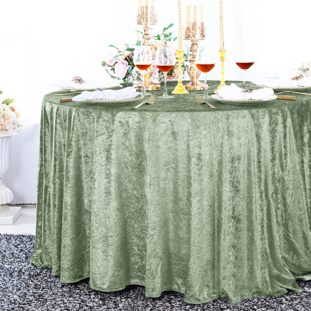 120" Round Ice Crushed Velvet (200 GSM) Tablecloth - Dusty Sage (1pc)