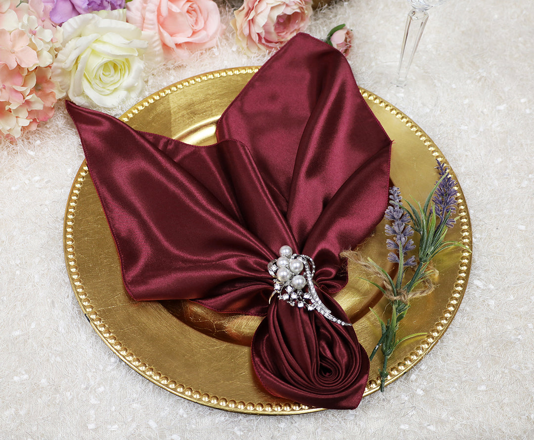 20"x20" Satin Napkins - Burgundy (10pcs/pk)