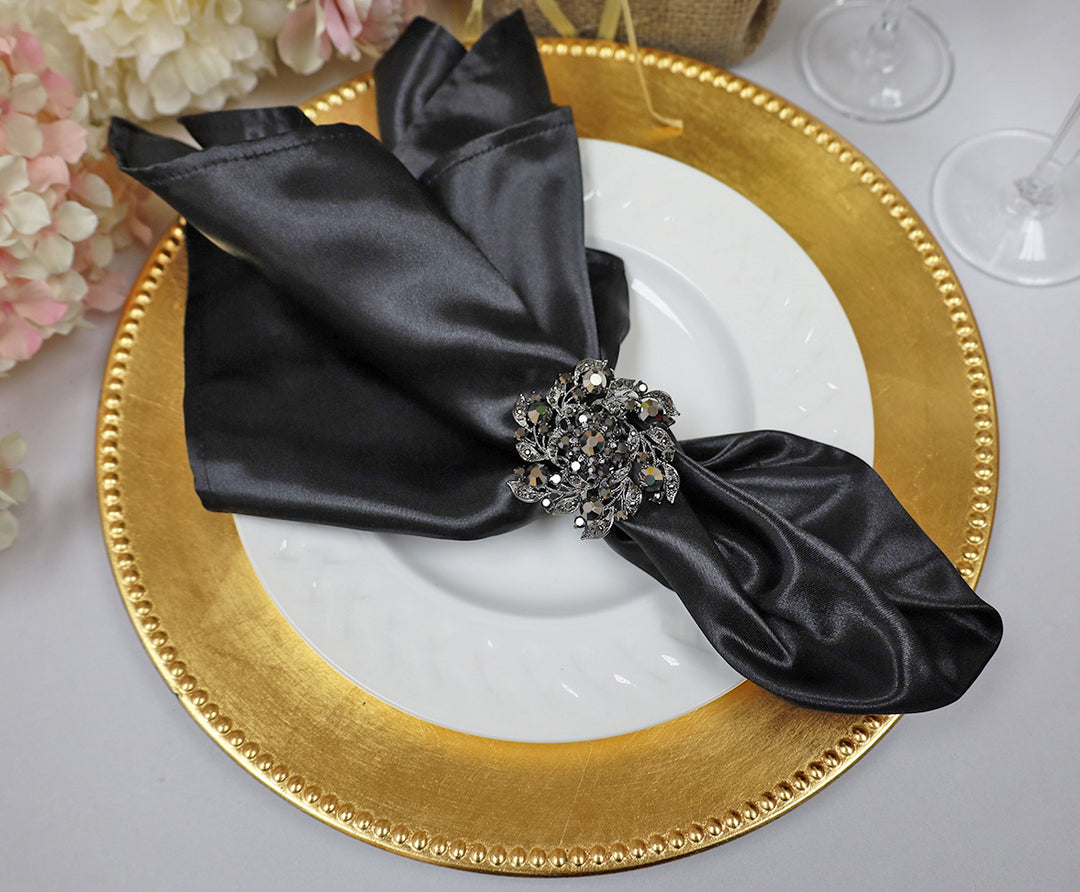 HOT Satin Napkins Black Napkin Rings Bulk Black Satin Wedding