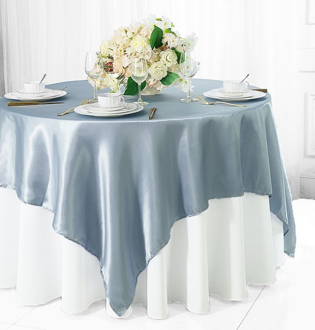 72"x72" Seamless Square Satin Table Overlay - Dusty Blue (1pc)