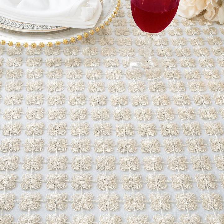 72"x72" Square Cornus Florida Shimmer Metallic Water-Soluble Lace Table Overlay - Ivory (1pc)