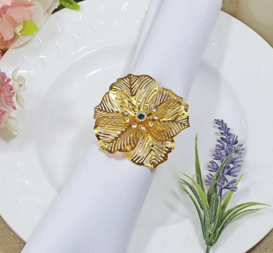 Flower Acrylic Napkin Holder Wholesale Napkin Ring Gold Flower