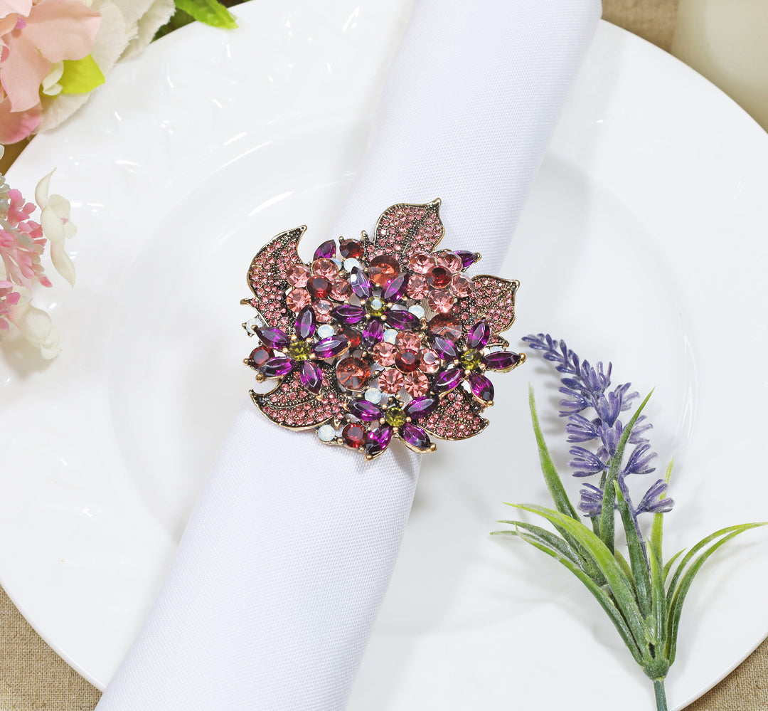Rhinestone Napkin Ring Magnolia (12pc/pk)