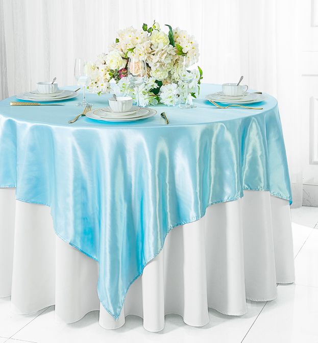 72"x72" Seamless Square Satin Table Overlay - Baby Blue (1pc)