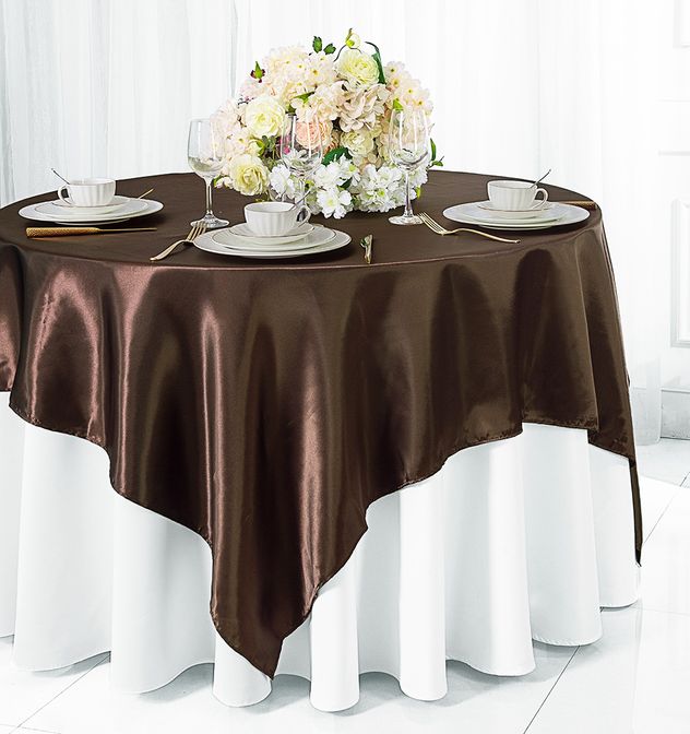 72"x72" Seamless Square Satin Table Overlay - Chocolate (1pc)