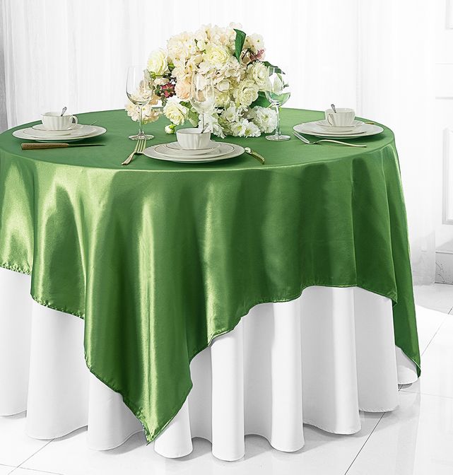 72"x72" Seamless Square Satin Table Overlay - Clover Green (1pc)