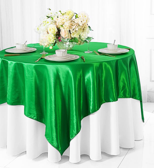 72"x72" Seamless Square Satin Table Overlay - Emerald Green (1pc)