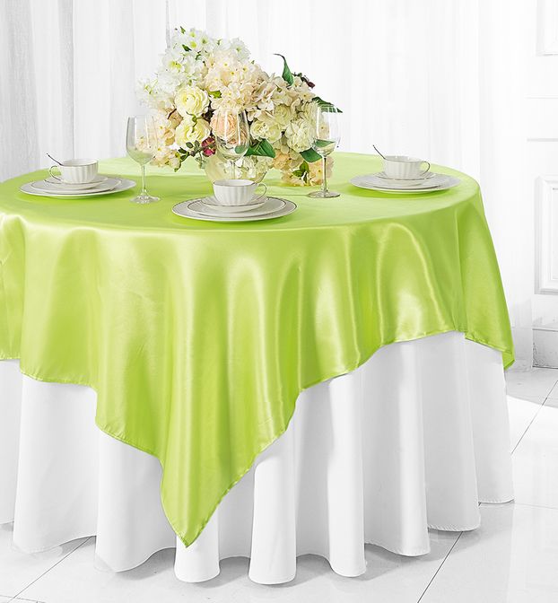 72"x72" Seamless Square Satin Table Overlay - Key Lime (1pc)