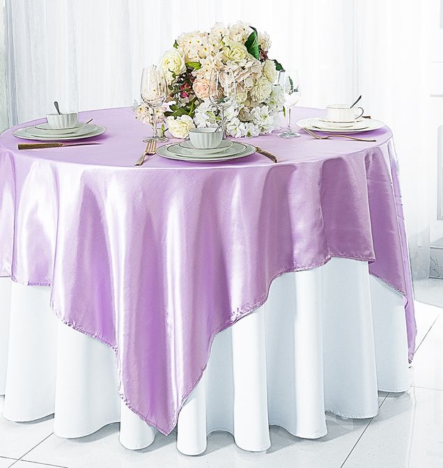 72"x72" Seamless Square Satin Table Overlay - Lavender (1pc)