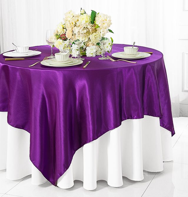 72"x72" Seamless Square Satin Table Overlay - Purple (1pc)