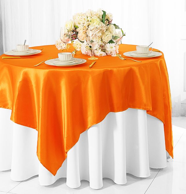 72"x72" Seamless Square Satin Table Overlay - Tangerine (1pc)