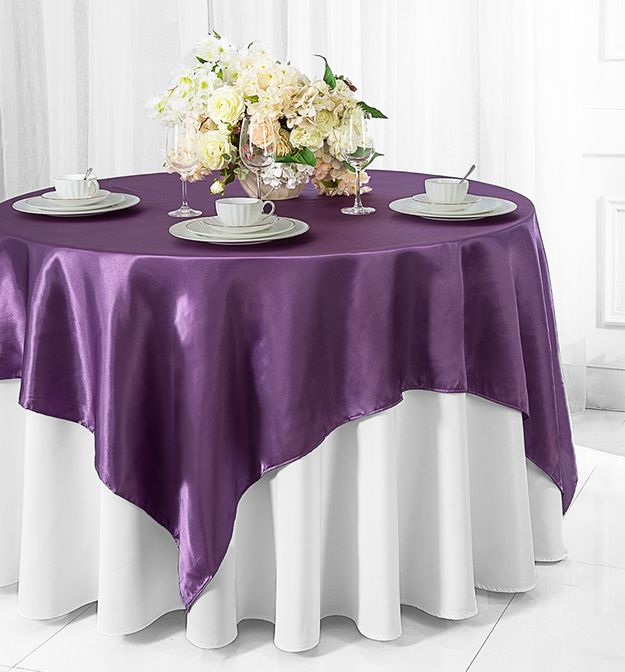 72"x72" Seamless Square Satin Table Overlay - Wisteria (1pc)