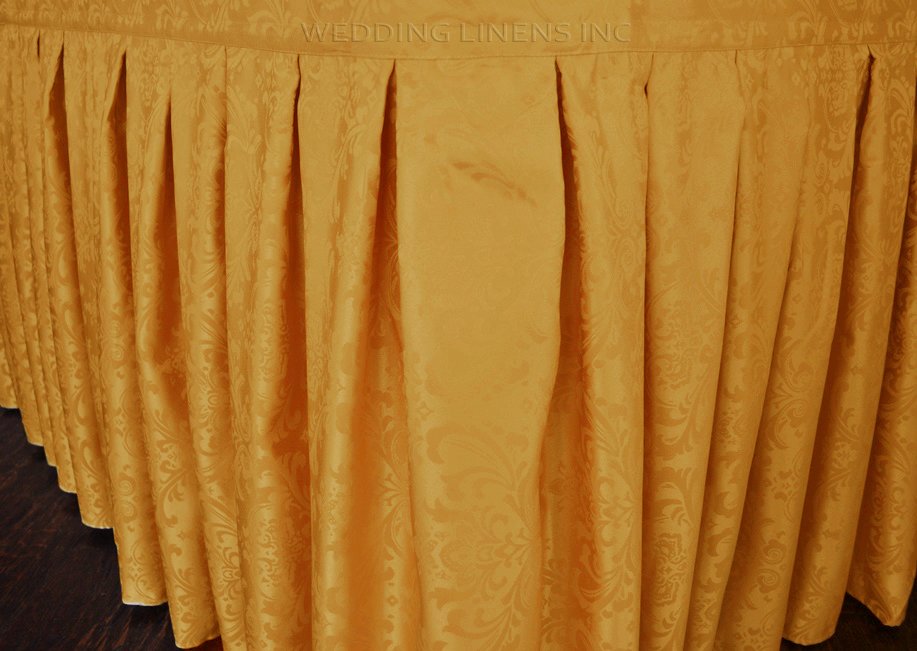 21'x29" Floral Damask Jacquard Polyester (240 GSM) Table Skirts - Gold (1pc)