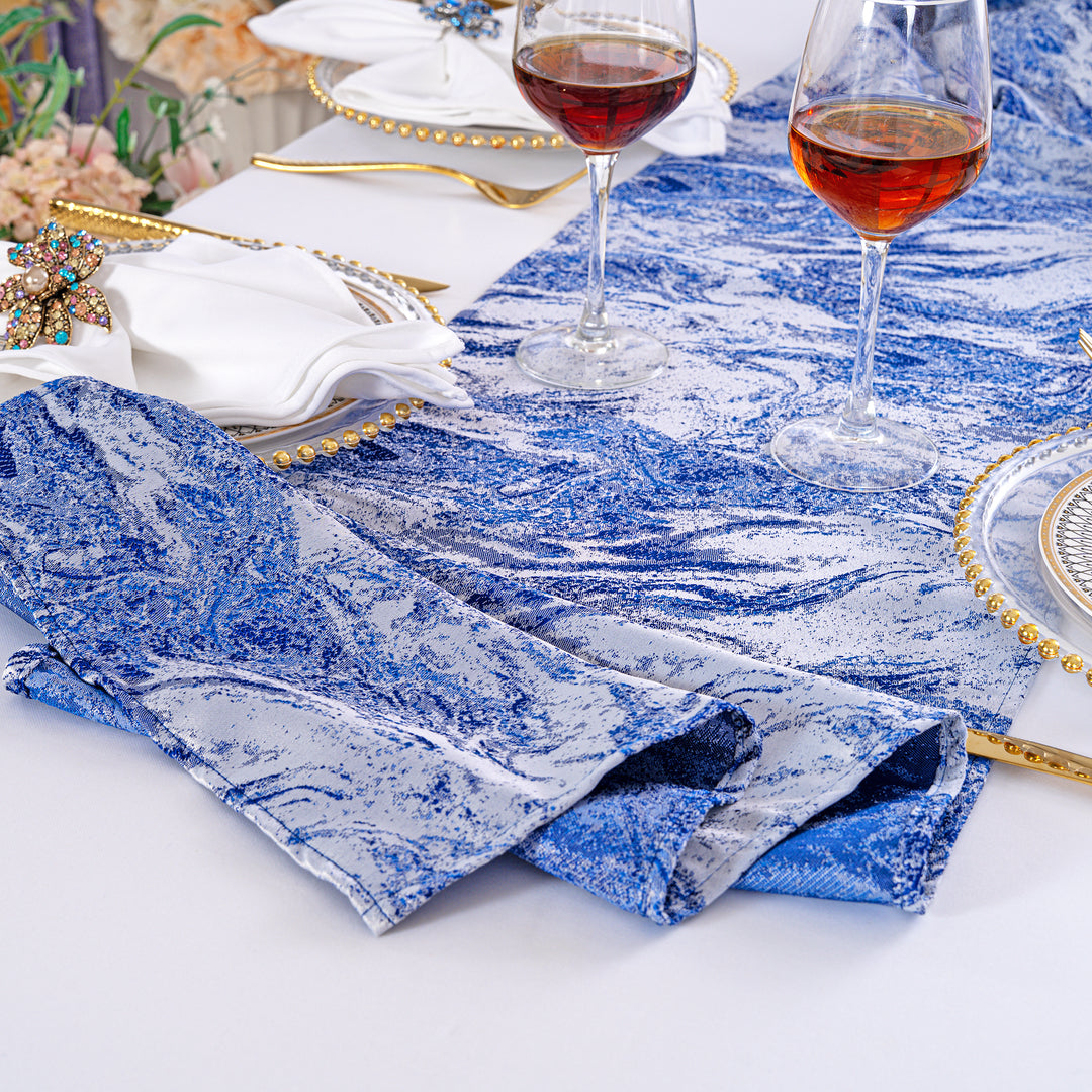 13"x108" Mirage Jacquard Polyester Table Runner - Royal Blue (1pc)