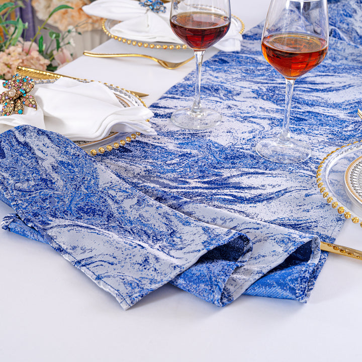 13"x108" Mirage Jacquard Polyester Table Runner - Royal Blue (1pc)
