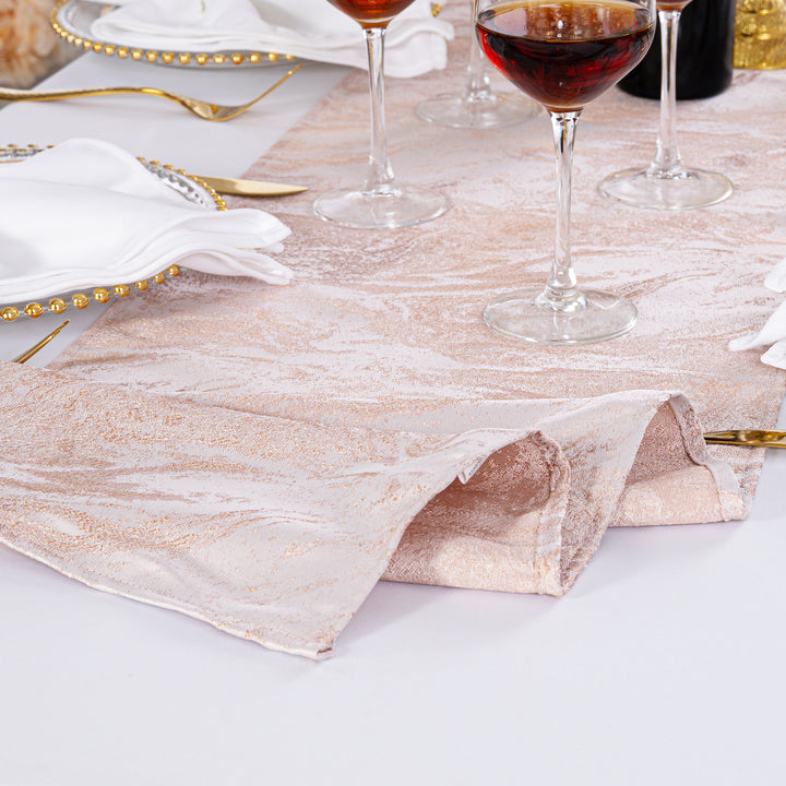 13"x108" Mirage Jacquard Polyester Table Runner - Blush Pink/Rose Gold (1pc)