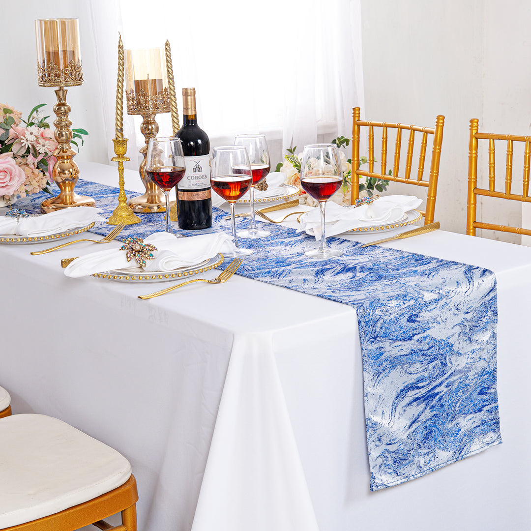 13"x108" Mirage Jacquard Polyester Table Runner - Royal Blue (1pc)