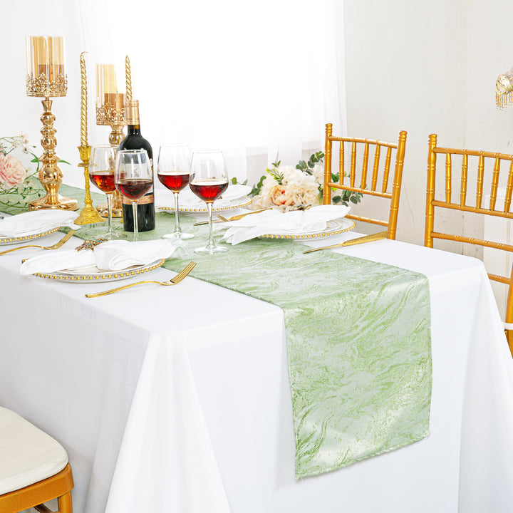 13"x108" Mirage Jacquard Polyester Table Runner - Sage Green (1pc)
