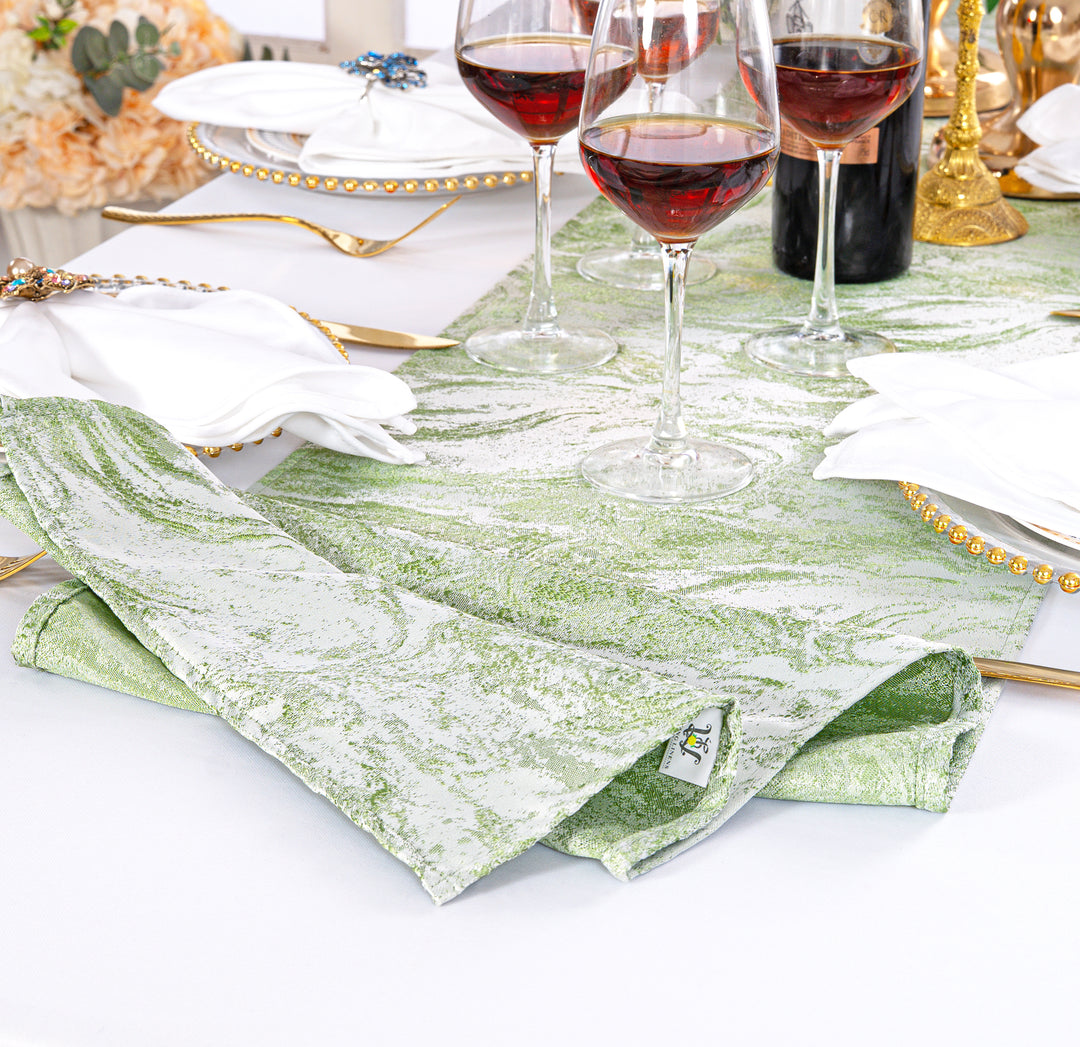 13"x108" Mirage Jacquard Polyester Table Runner - Sage Green (1pc)