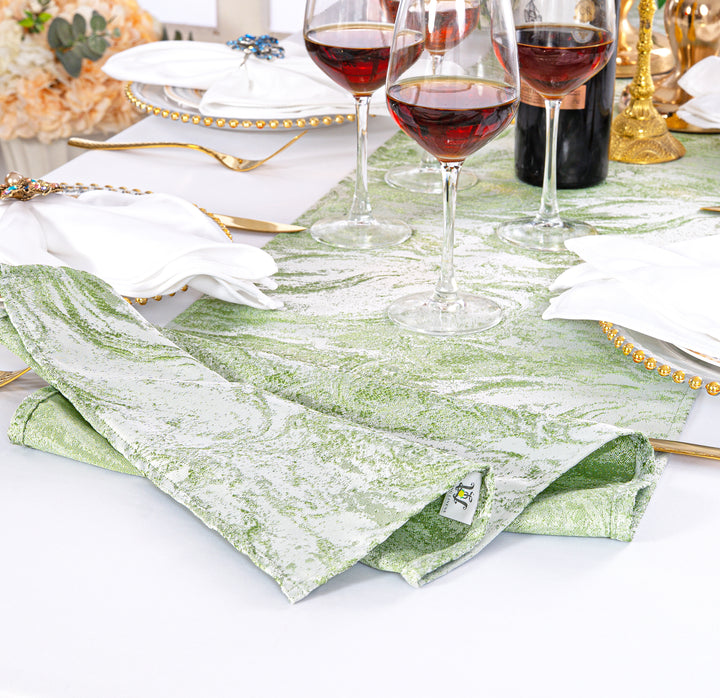 13"x108" Mirage Jacquard Polyester Table Runner - Sage Green (1pc)