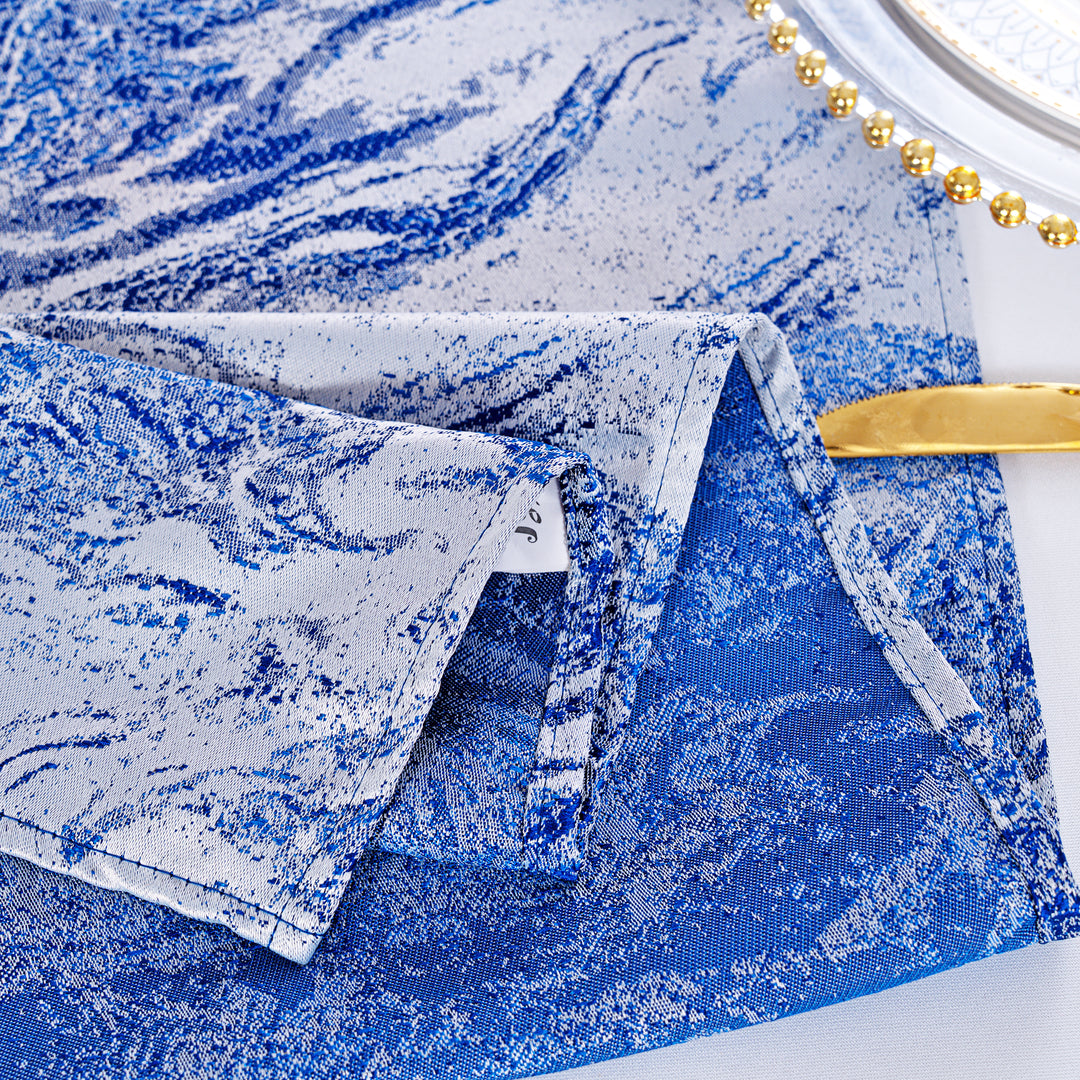 90"x156" Seamless Rectangular Mirage Jacquard Polyester Tablecloth - Royal Blue (1pc)