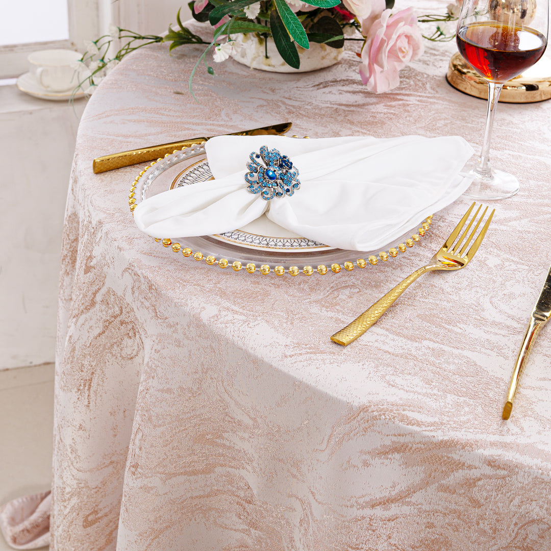 132" Round Mirage Jacquard Polyester Tablecloth - Blush Pink/Rose Gold (1pc)