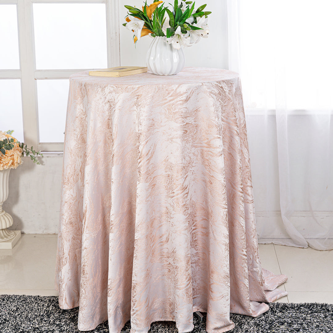 132" Round Mirage Jacquard Polyester Tablecloth - Blush Pink/Rose Gold (1pc)