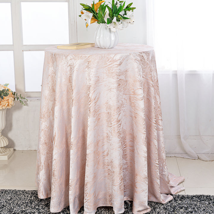 132" Round Mirage Jacquard Polyester Tablecloth - Blush Pink/Rose Gold (1pc)
