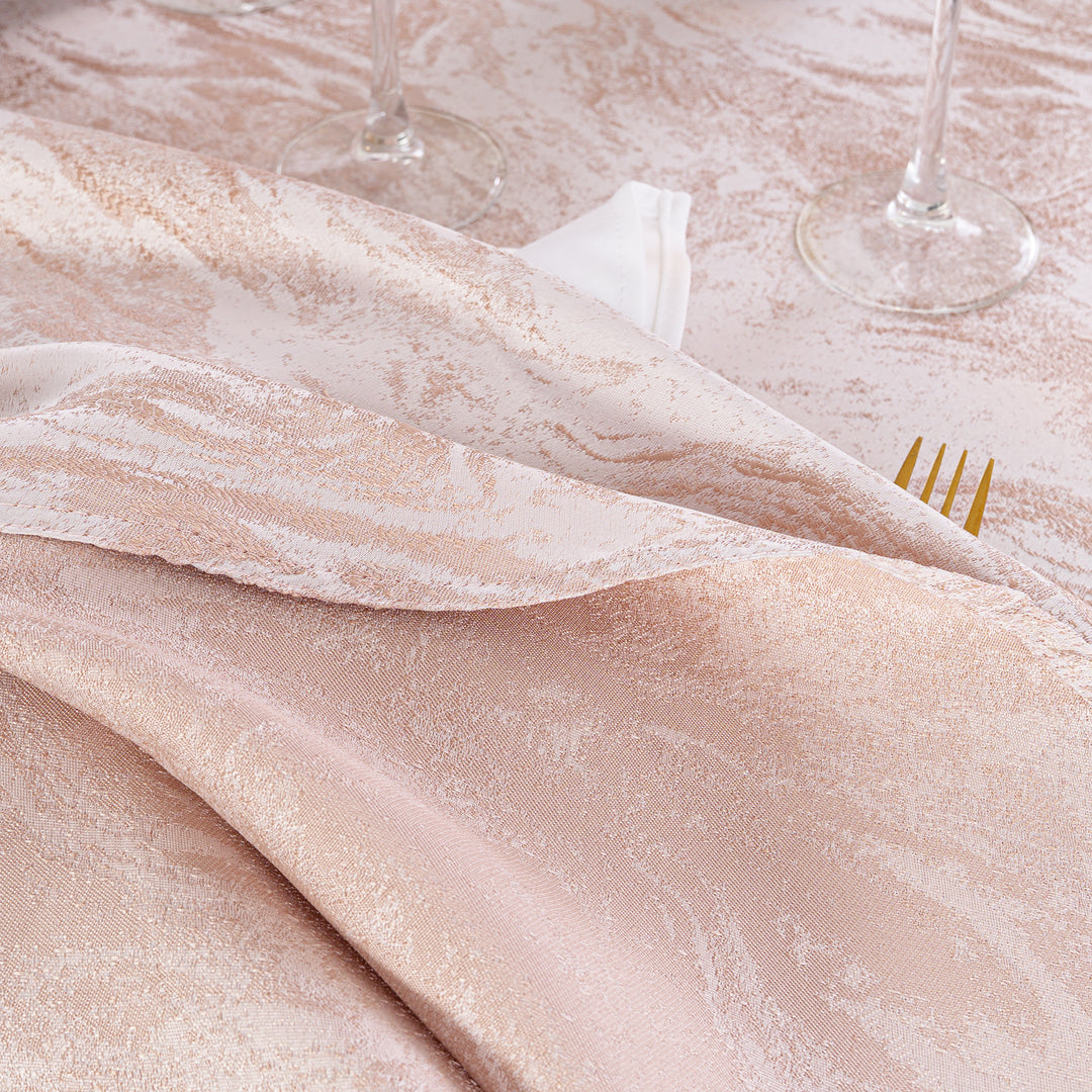 132" Round Mirage Jacquard Polyester Tablecloth - Blush Pink/Rose Gold (1pc)