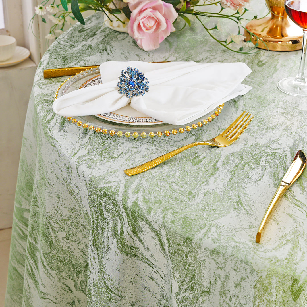132" Round Mirage Jacquard Polyester Tablecloth - Sage Green (1pc)