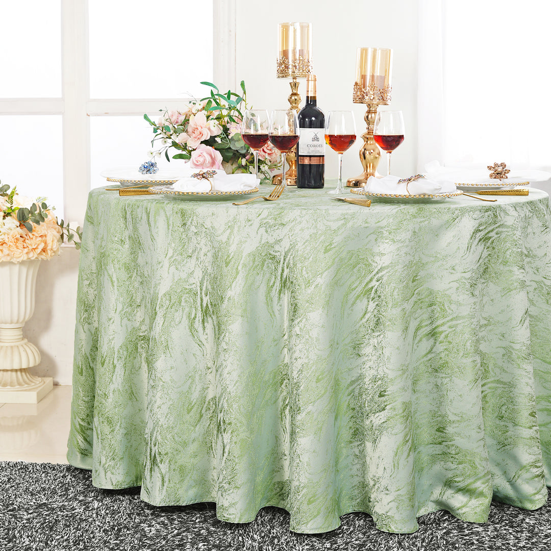 132" Round Mirage Jacquard Polyester Tablecloth - Sage Green (1pc)