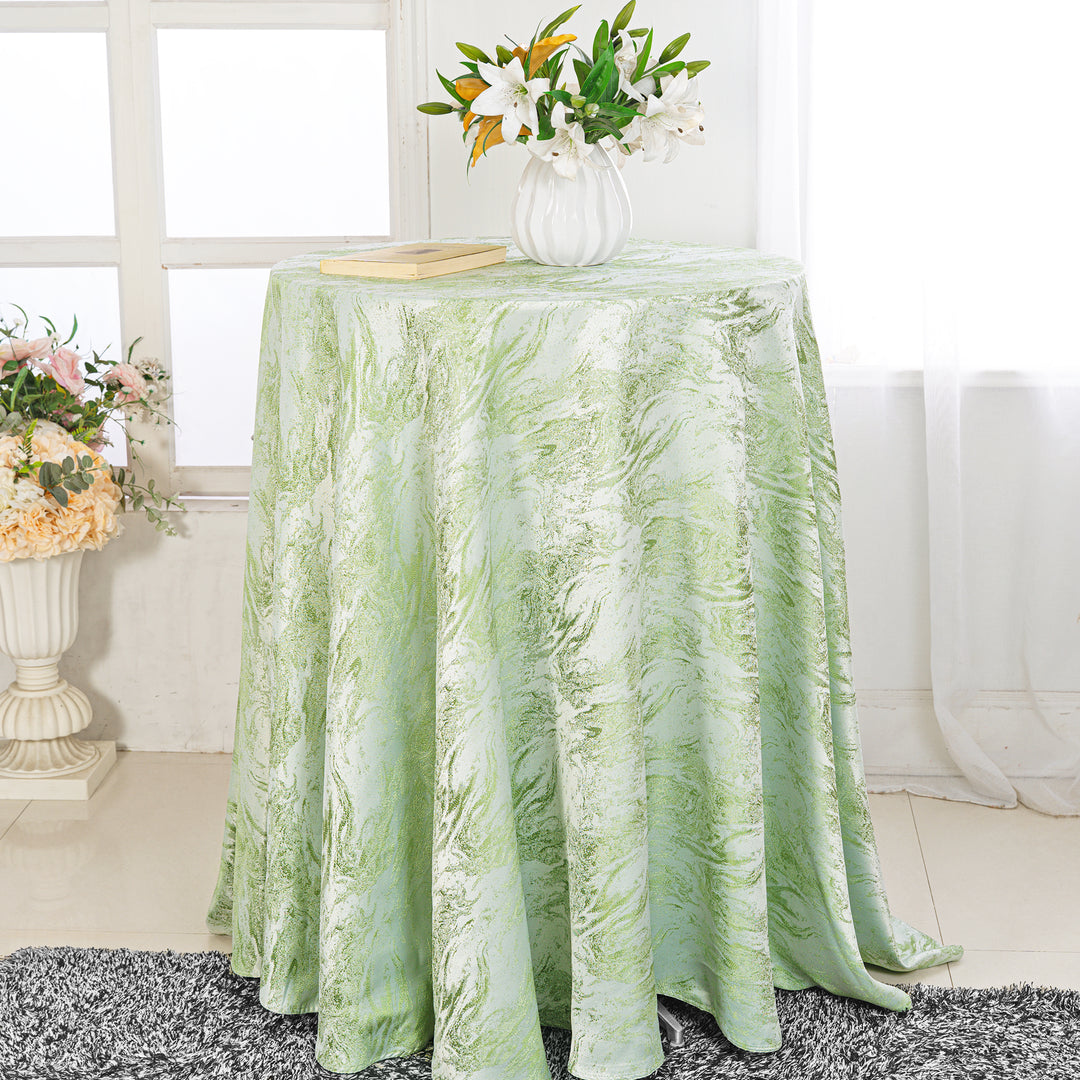 132" Round Mirage Jacquard Polyester Tablecloth - Sage Green (1pc)