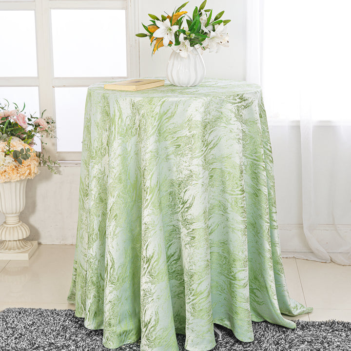 132" Round Mirage Jacquard Polyester Tablecloth - Sage Green (1pc)