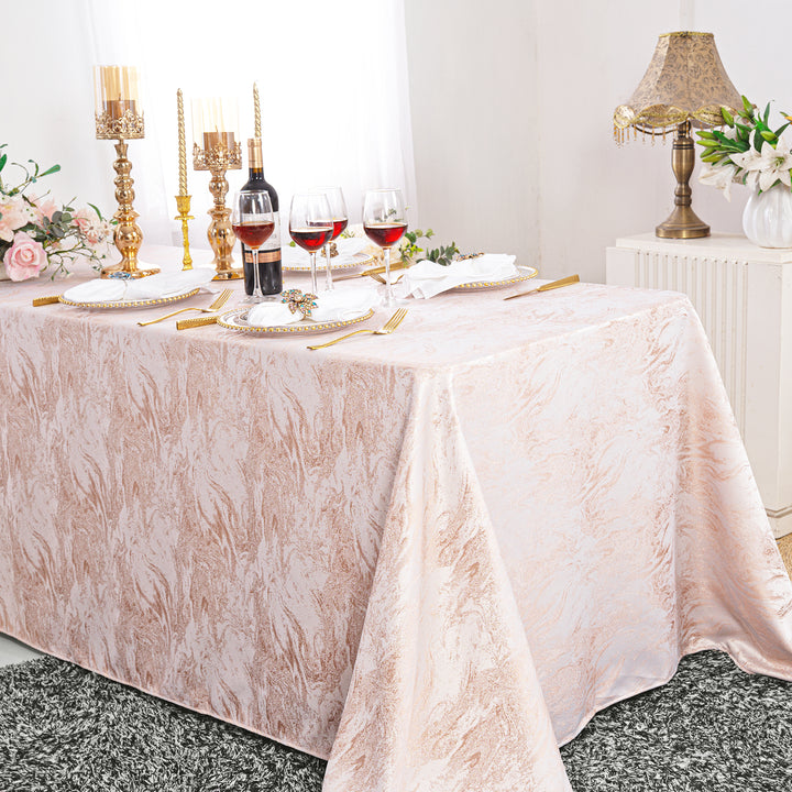 90"x132" Seamless Rectangular Mirage Jacquard Polyester Tablecloth - Blush Pink/Rose Gold (1pc)