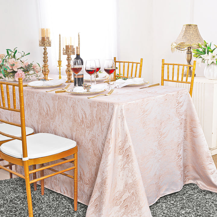 90"x132" Seamless Rectangular Mirage Jacquard Polyester Tablecloth - Blush Pink/Rose Gold (1pc)